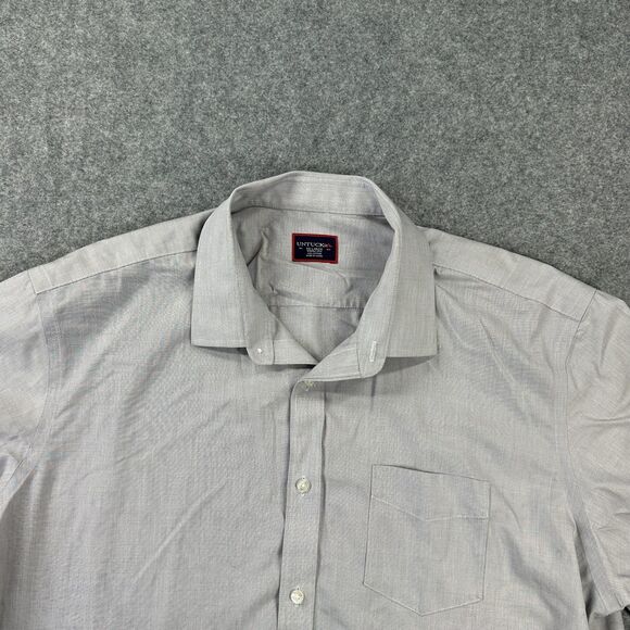 UNTUCKit Shirt Mens 2XL Gray Short Sleeve Button Down Wrinkle Free Cotton Casual - Picture 2 of 7